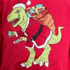 Cat & Jack Boys Red Dino Christmas Long Sleeve Medium